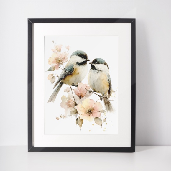 Watercolor Chickadee Bird Portrait Wall Art Print, Unframed - Charming Nature - Picture 3 of 7